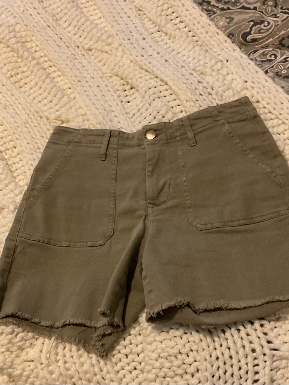 High-Rise Olive Utility Shorts